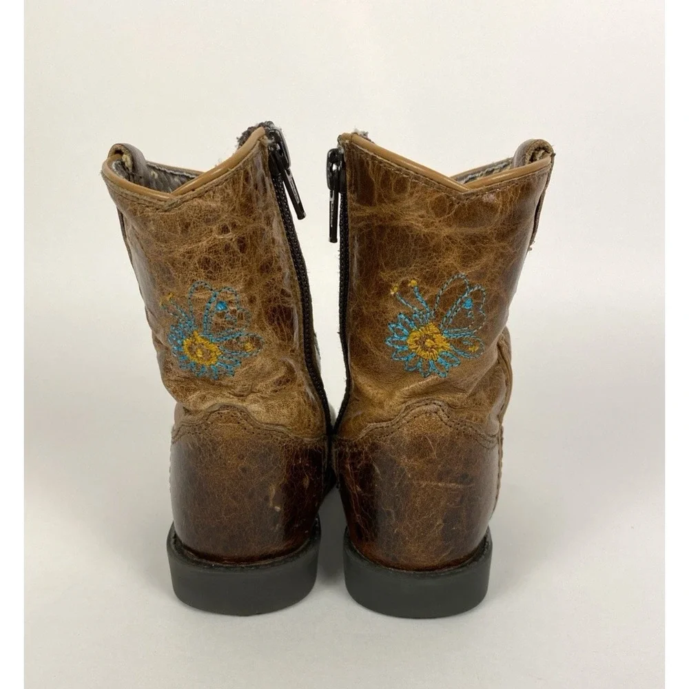 Smoky Mountain Girl's Western Floral Embroidered Leather Boots SZ 7R Toddler